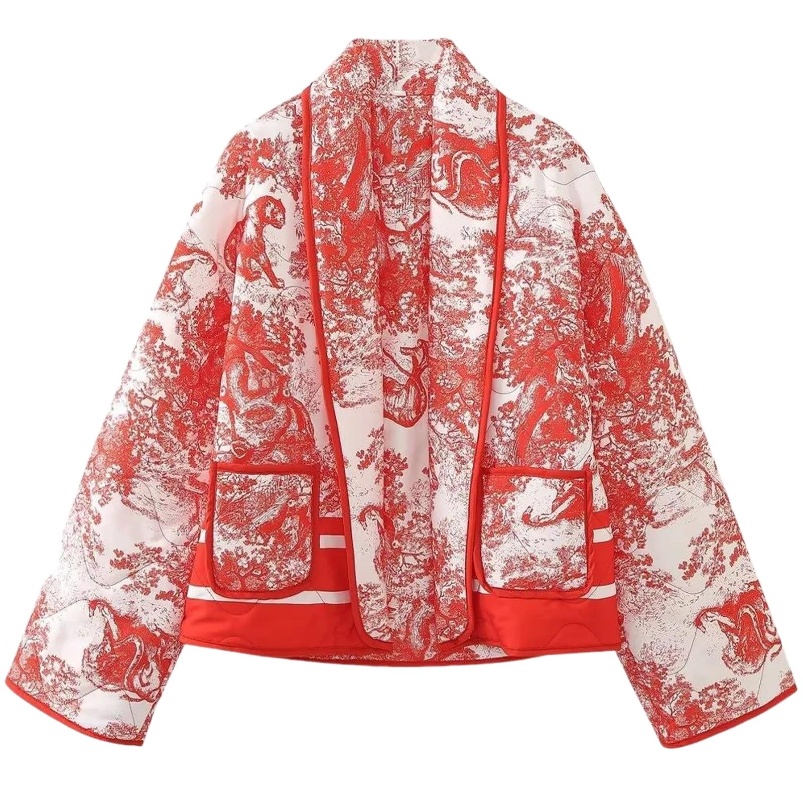 Jaqueta Yimoon Cropped Puffer Acolchoada Com Estampa Floral Vintage