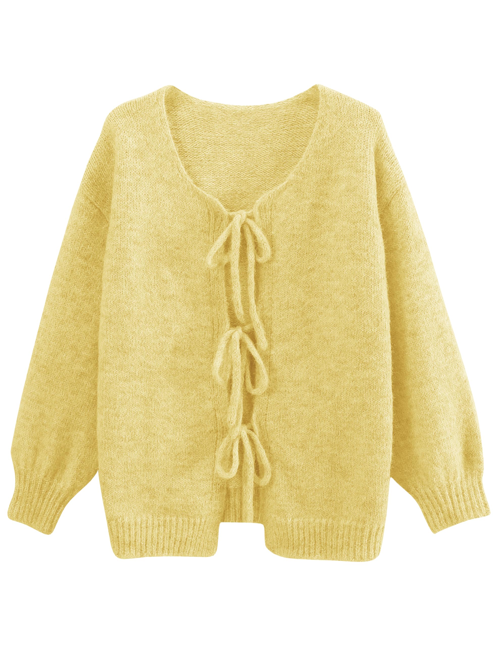 Cardigan Lumister Cute Oversize Sweater Y2k Para Mulheres, Amarelo