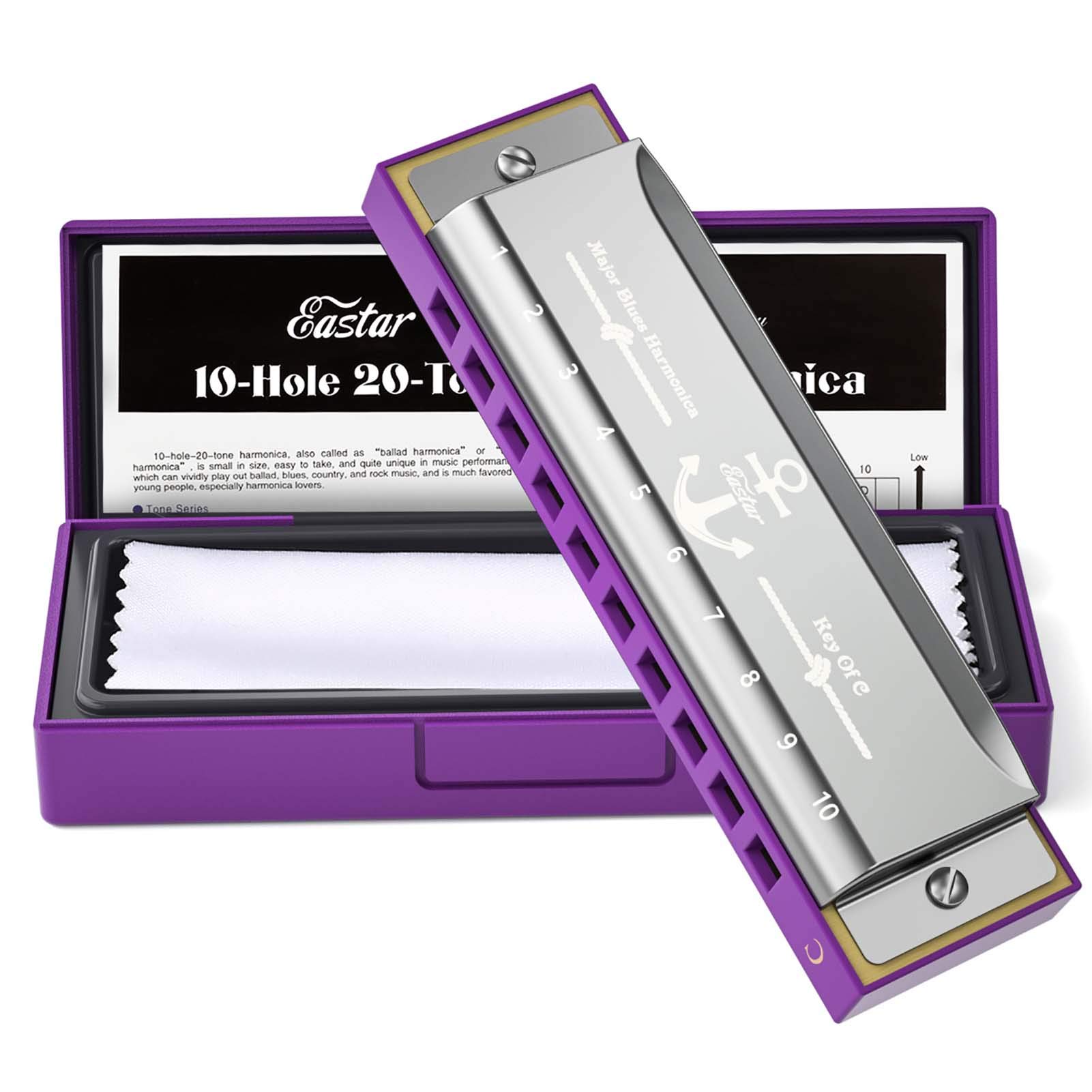 Harmonica Eastar Major Blues Diatonic 10 Holes C Key Purple