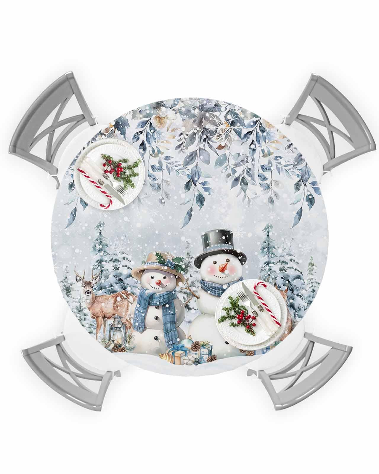 Toalha De Mesa Ewdewwo Christmas Winter Snowman Round Table