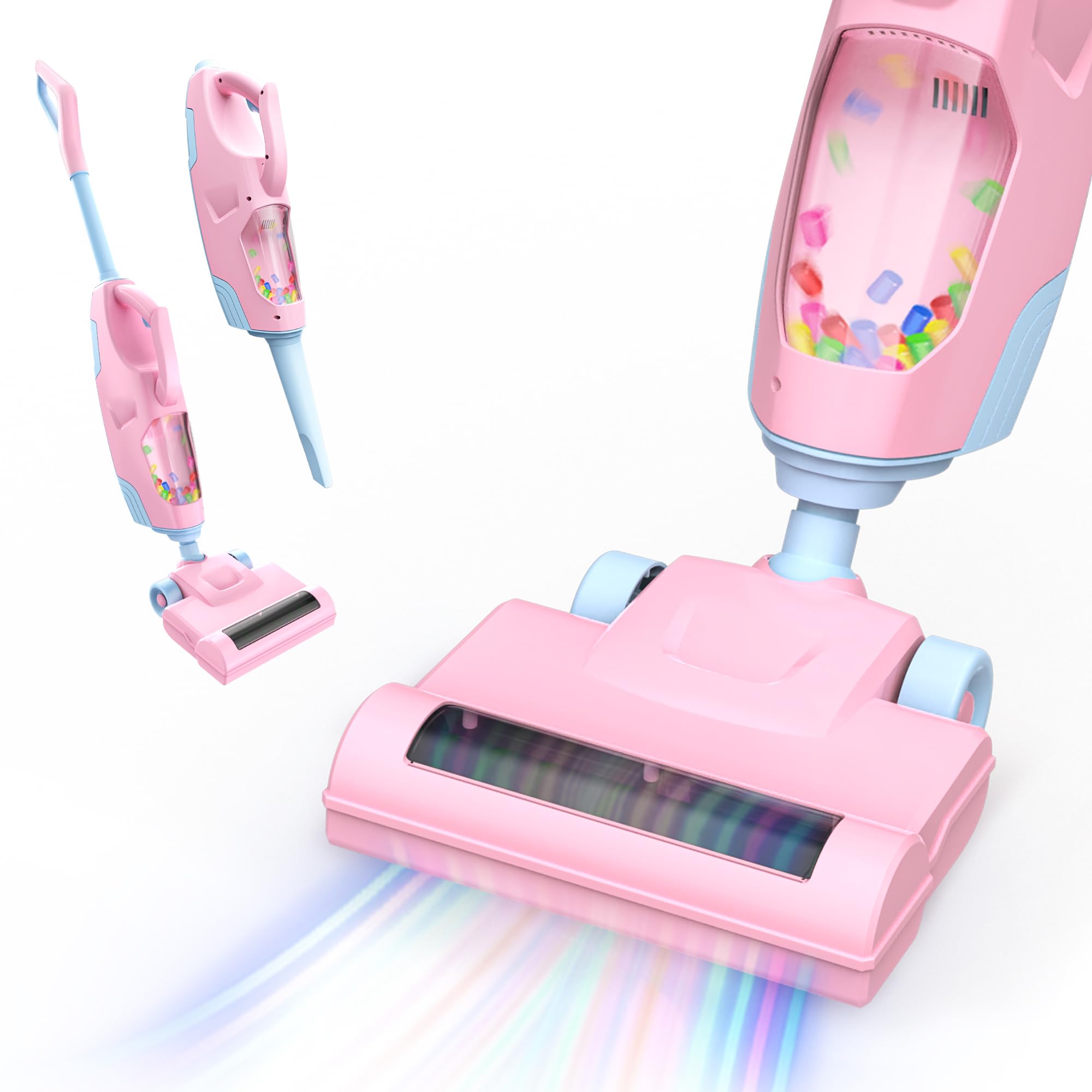 Toy Vacuum Toy Aspirador Infantil 2 Em 1 Da Choi Para Crianças Pequenas (rosa)