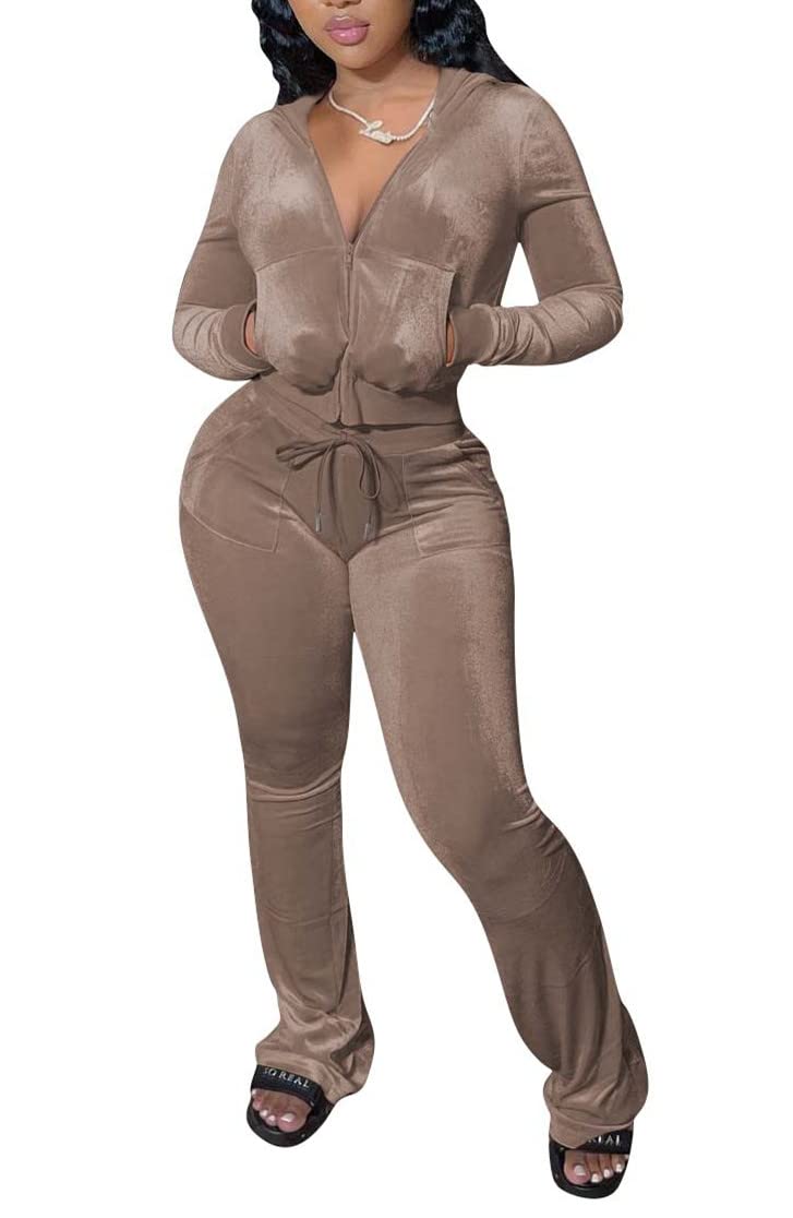 Agasalho Feminino Yeshire, Moletom De Veludo Com Capuz, Cáqui, Xxl