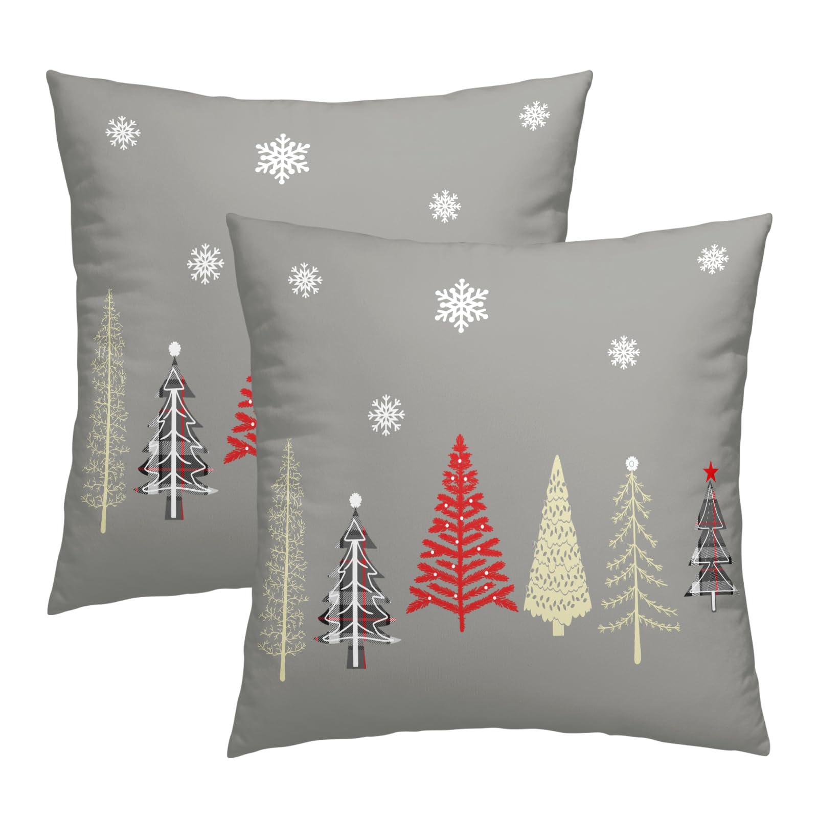 Capas De Travesseiro Kawani Christmas Tree 60x60cm Cinza Algodão X2