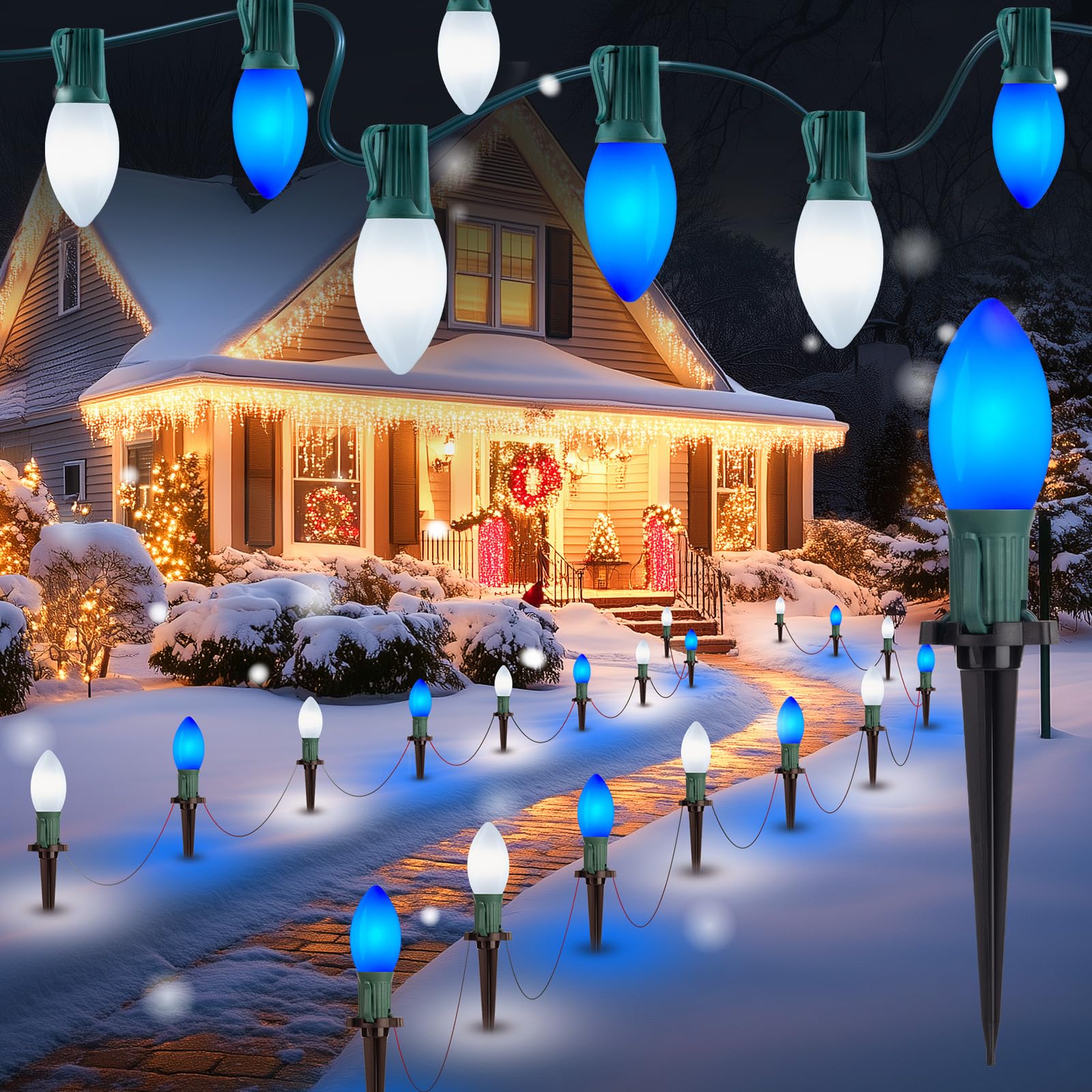 Luzes De Natal Brightown Frosted C9 Led 32 Pés 25 Lâmpadas