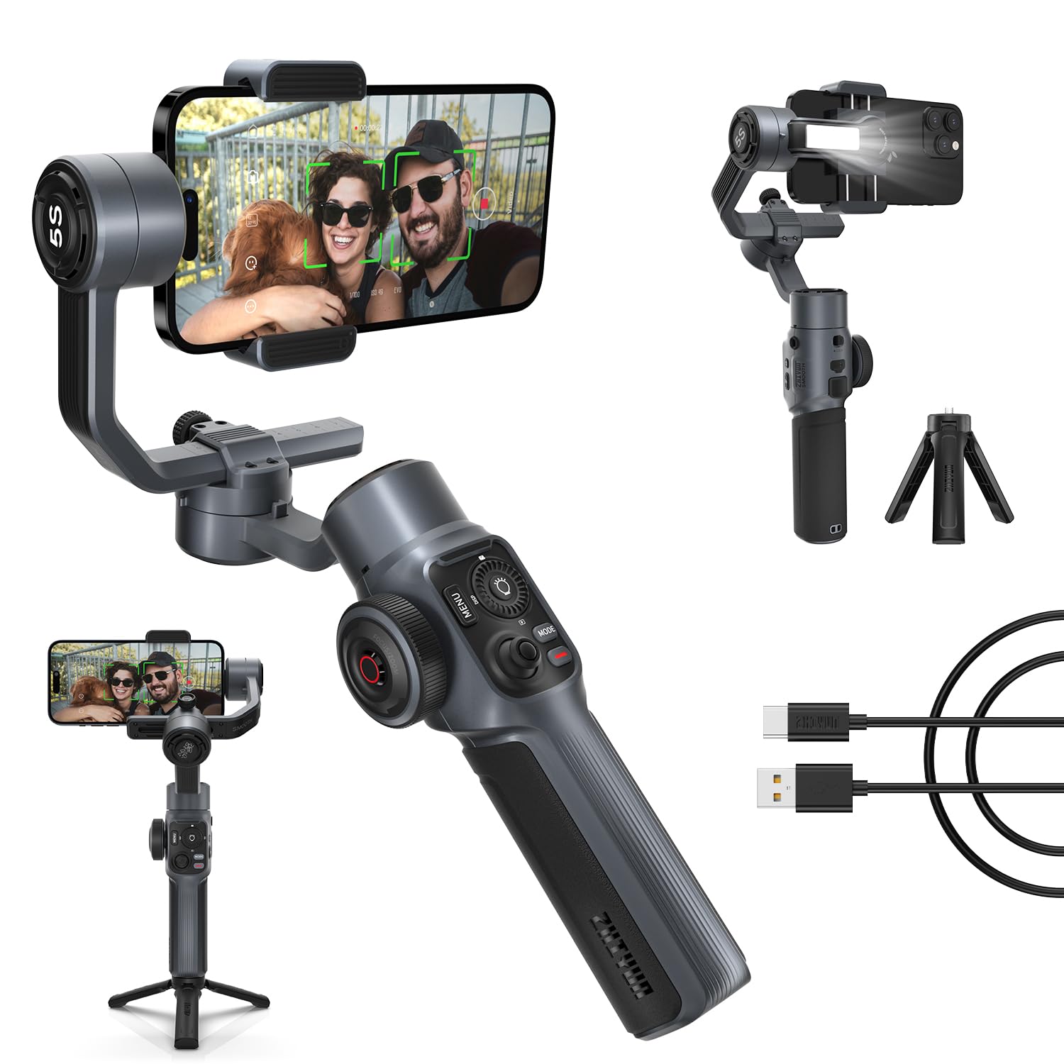 Estabilizador De Cardan De Telefone Zhiyun Smooth 5s Com Preenchimento Em Cinza Claro