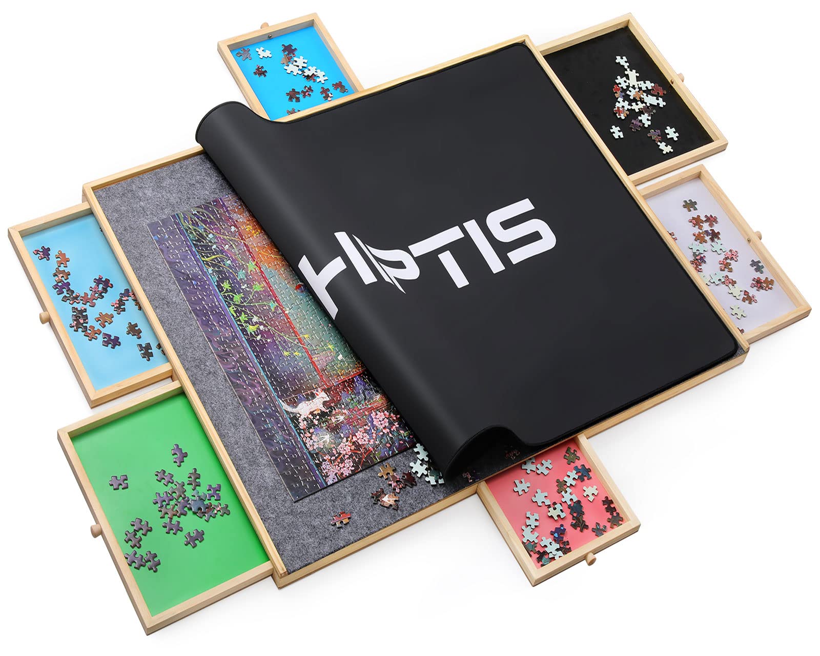 Tabuleiro De Quebra-cabeça Mesa De Quebra-cabeça Wesoky 1500 Peças Com Gavetas