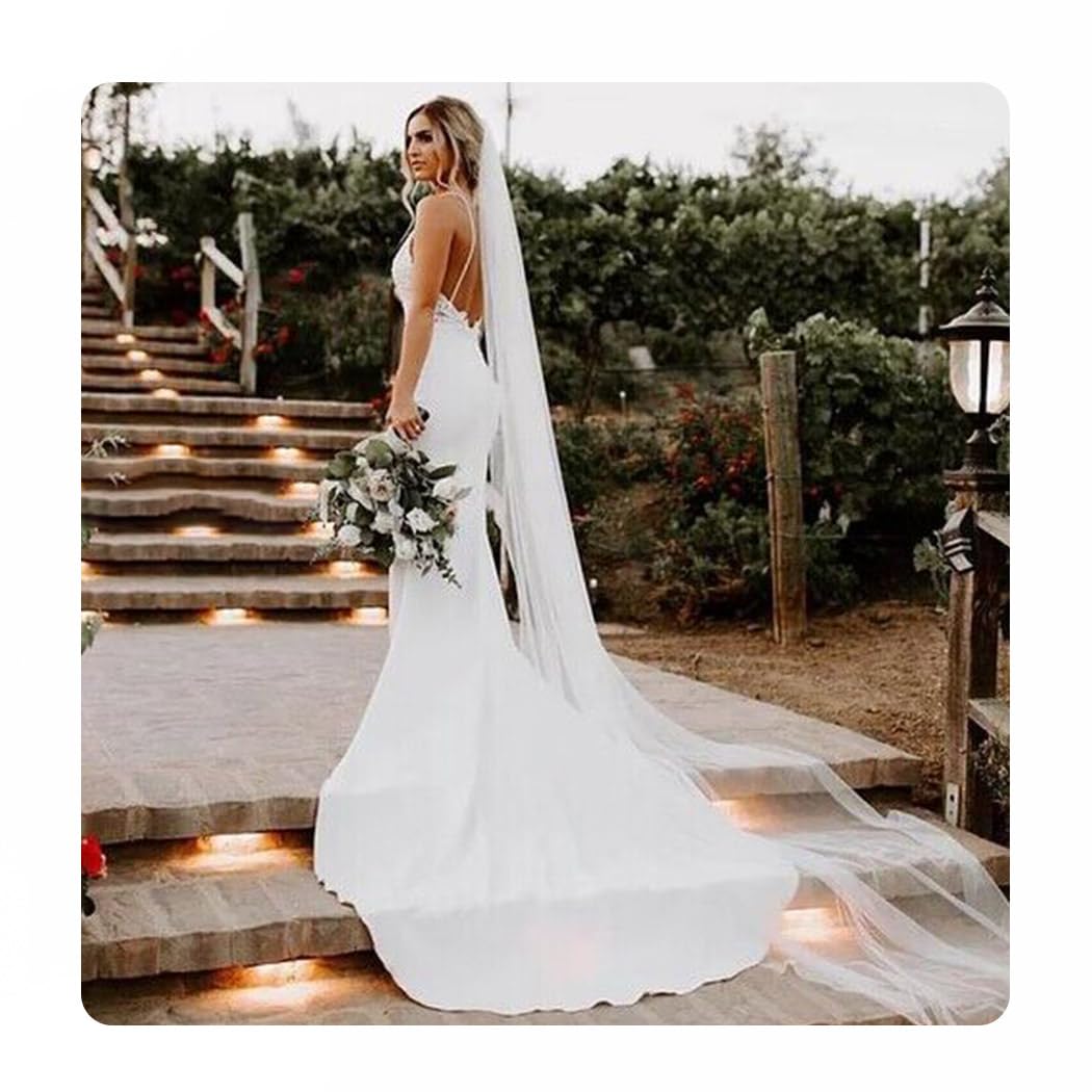 Véu De Casamento Ursumy 2t Cathedral, Longo E Macio, De Tule Com Pente