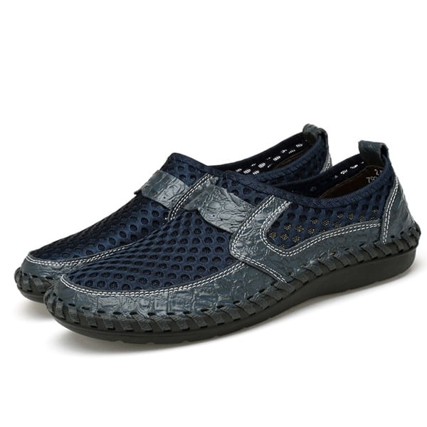 Homens Flat Shoes Respirável Favo De Mel Azul(43)