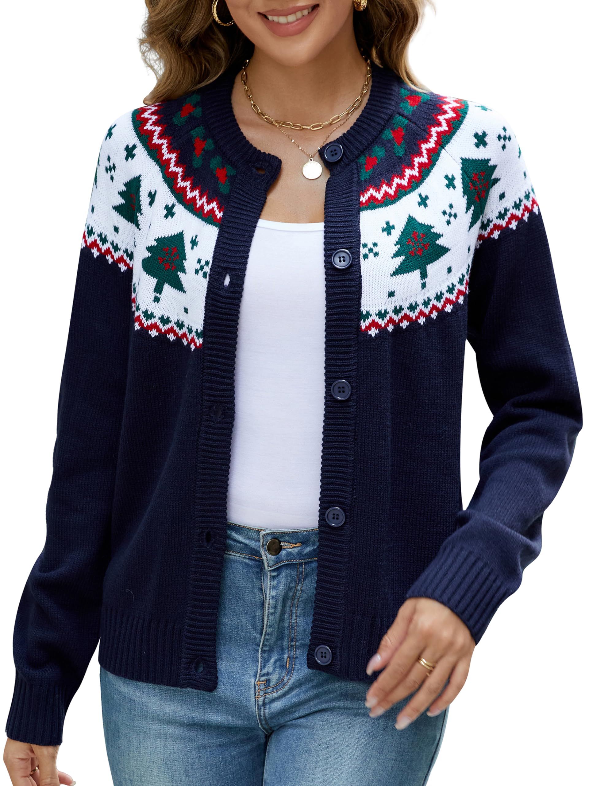 Suéter De Natal Lubot Ugly Fair Isle Blue Women