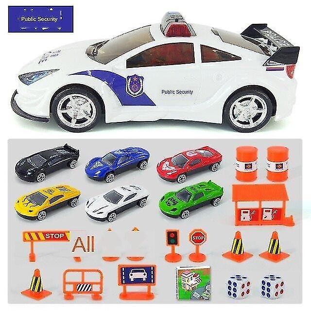 Diy Grande Carro De Polícia E 6pcs Mini Alloy Diecast Car Model Com