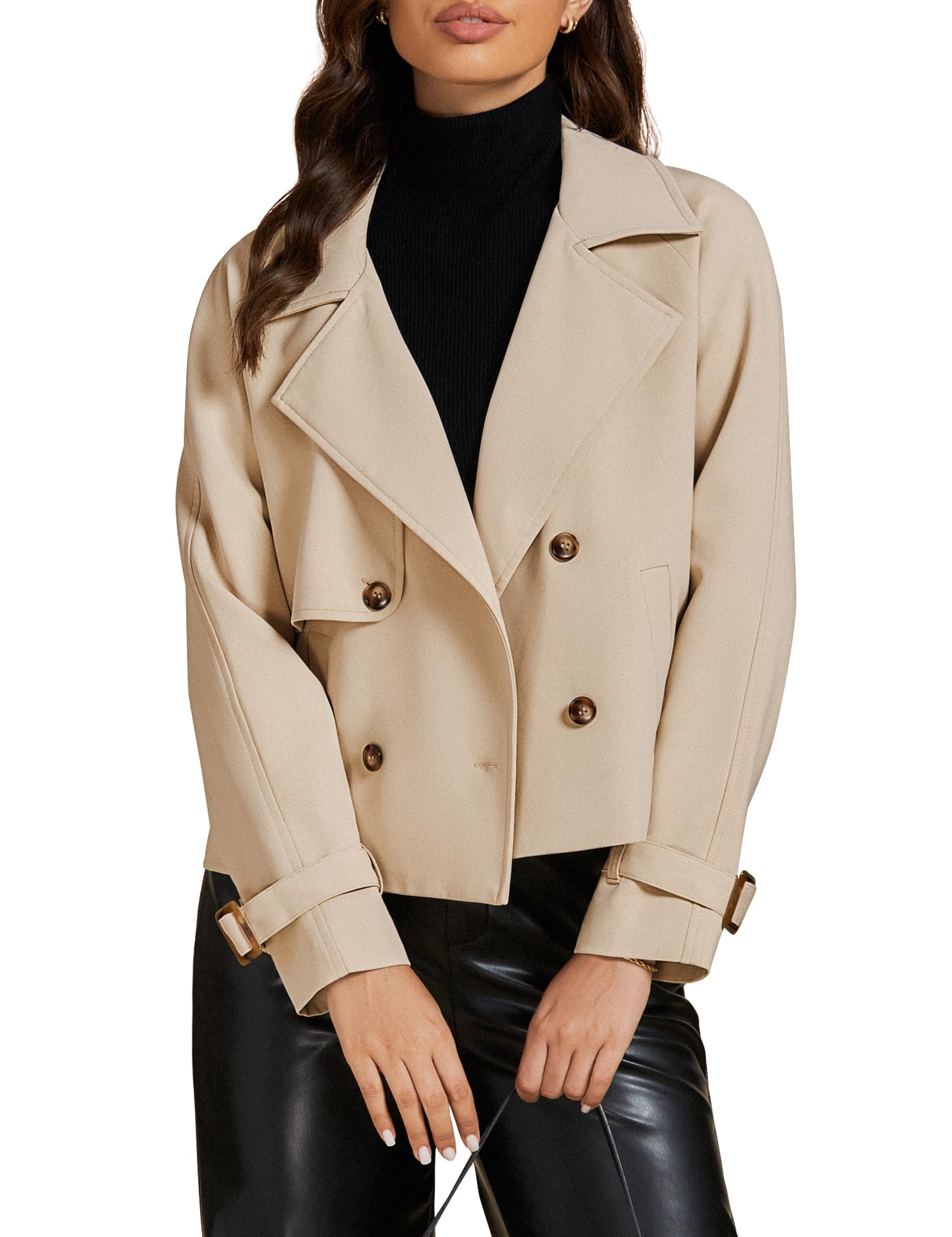 Jaqueta Luvamia Cropped Trench Coat Feminina Bege Tamanho S 4-6