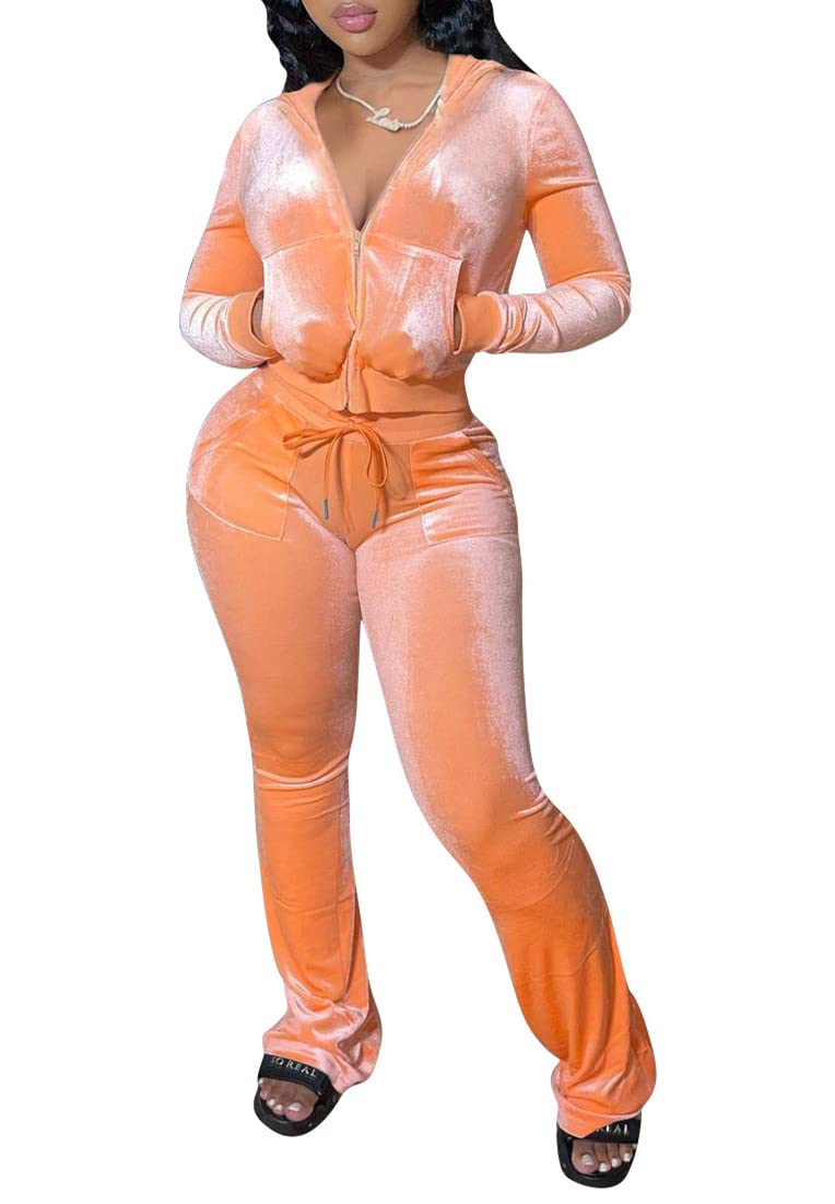 Agasalho Feminino Yeshire, Moletom De Veludo, Laranja, Gg