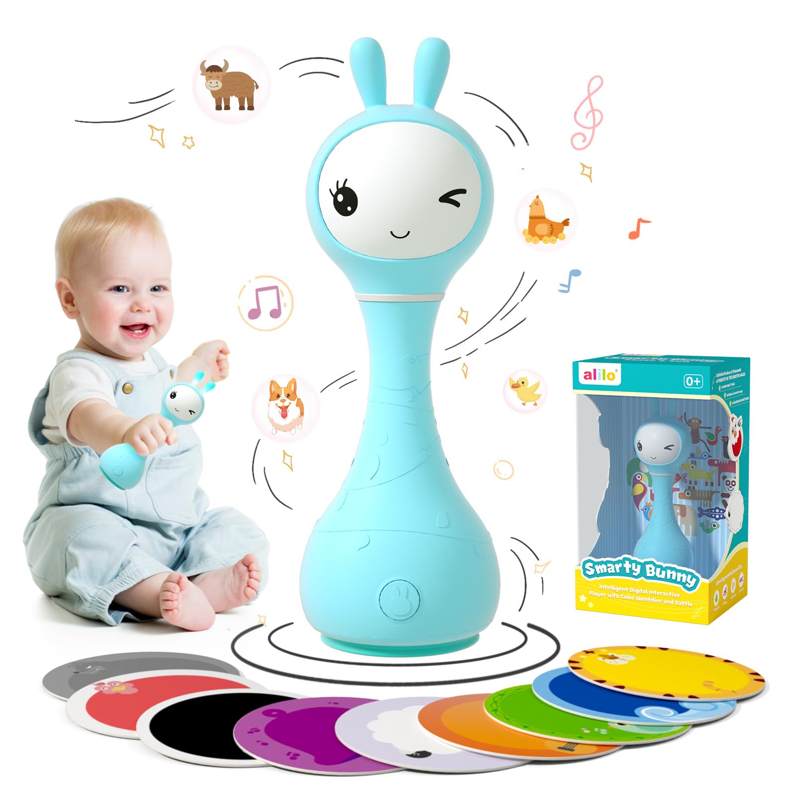 Brinquedos Musicais De Iluminação Baby Rattle Alilo Smart Bunny Com 9 Cartões