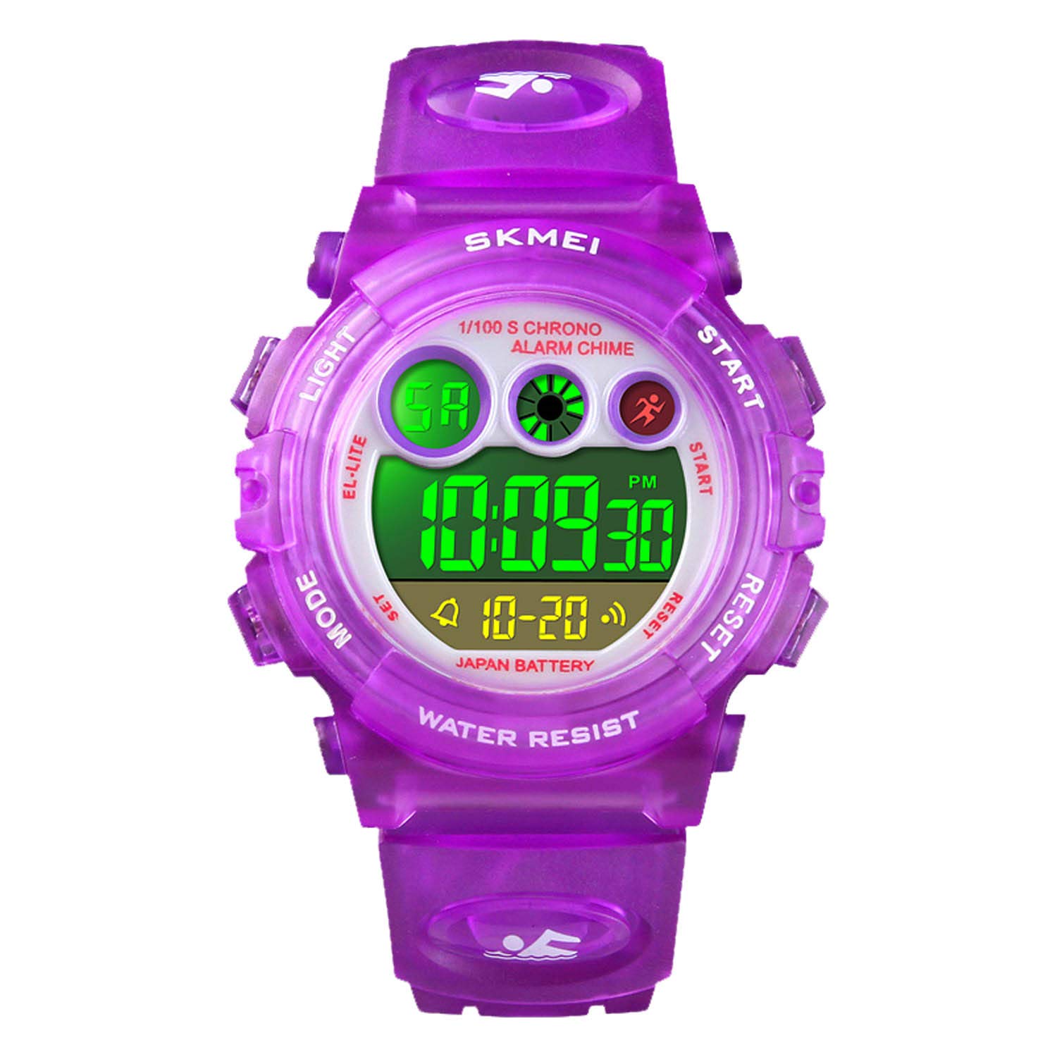 Relógio Cofuo Kids Digital Sports Waterproof Alarm Purple