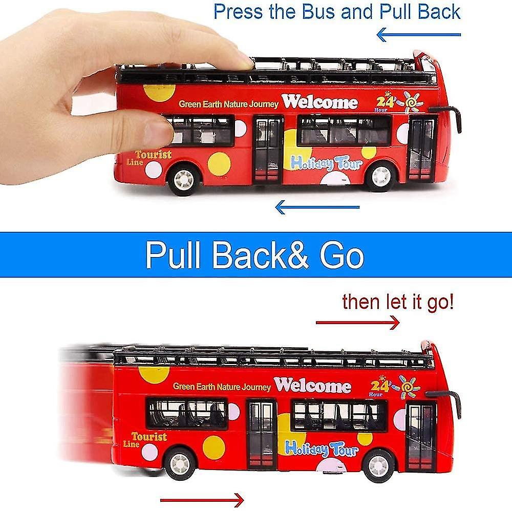 Yh-toy Carros, 1:32 Escala Liga Diecast Telhado Aberto Autobus Vehi