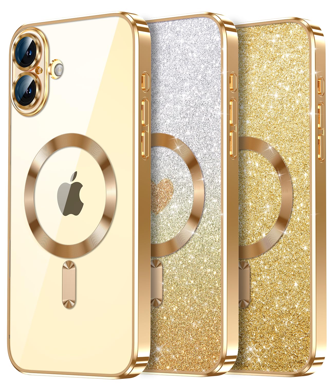 Capa Waldeng Para Iphone 16 Plus Com Protetor De Tela Dourado