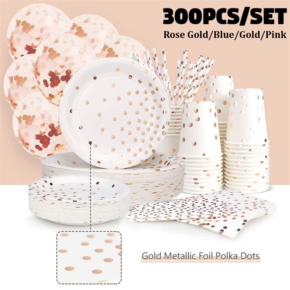 300pcs/set Papel Tableware Suprimentos Pontos 50 Sobremesa Jantar P