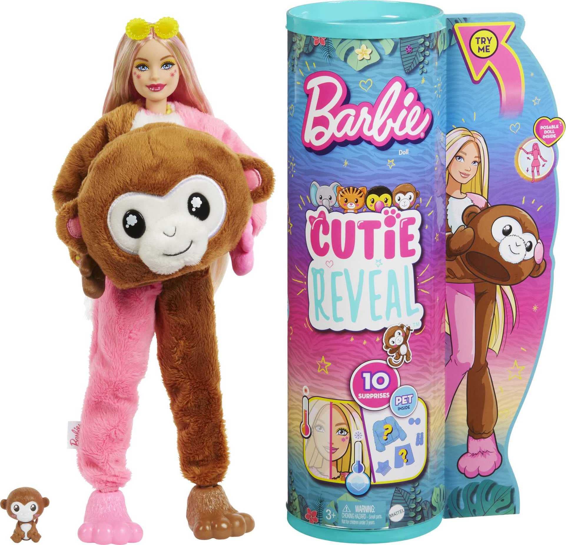 Boneca Fashion Barbie Cutie Reveal Jungle Com Fantasia De Macaco