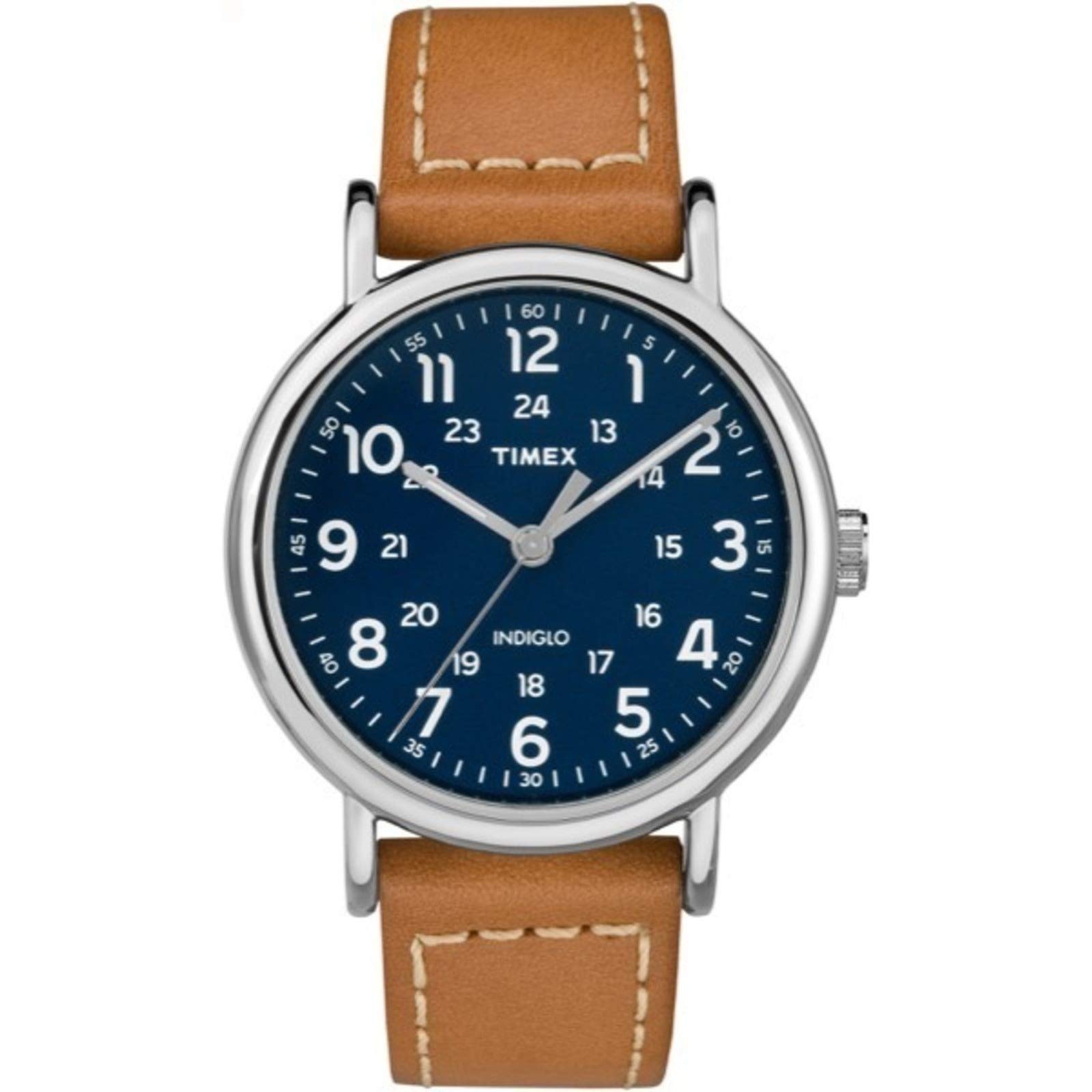 Relógio Timex Weekender 40mm Com Pulseira De Couro Marrom/azul