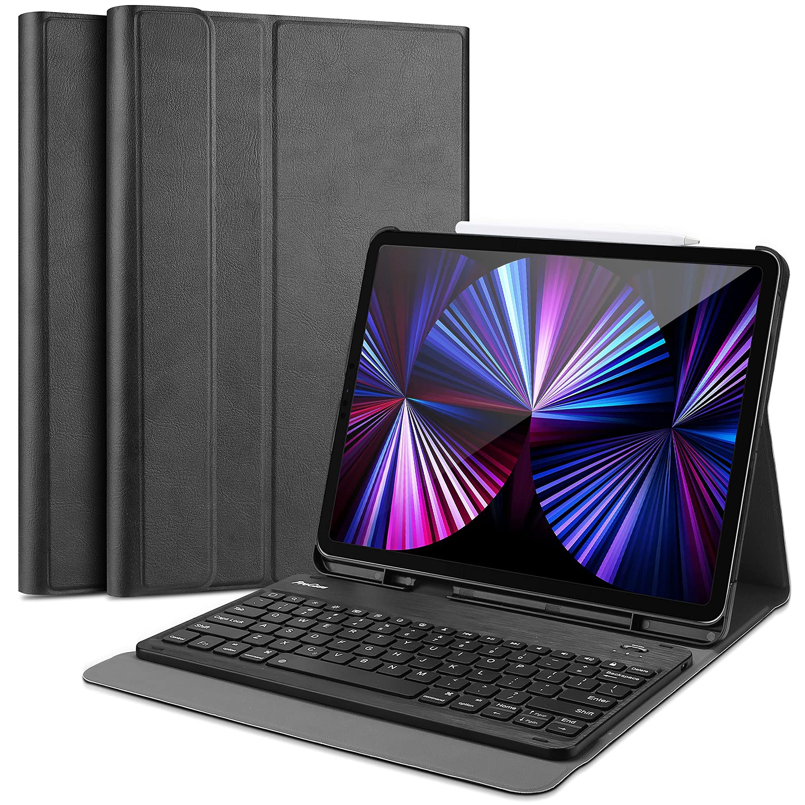 Procase Ipad Pro 11 Keyboard Case 2021 2020 2018, Slim Shell Lightweight Cover Com Teclado Sem Fio Magneticamente Destacável E Suporte De Lá