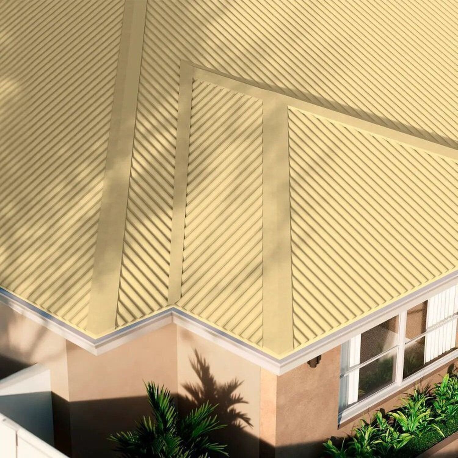 Kit Com 5 Telhas Sanduiche Ondulada Marfim Sem Forro 244cm X 100cm X 15mm Com Isolamento Térmico Marfim