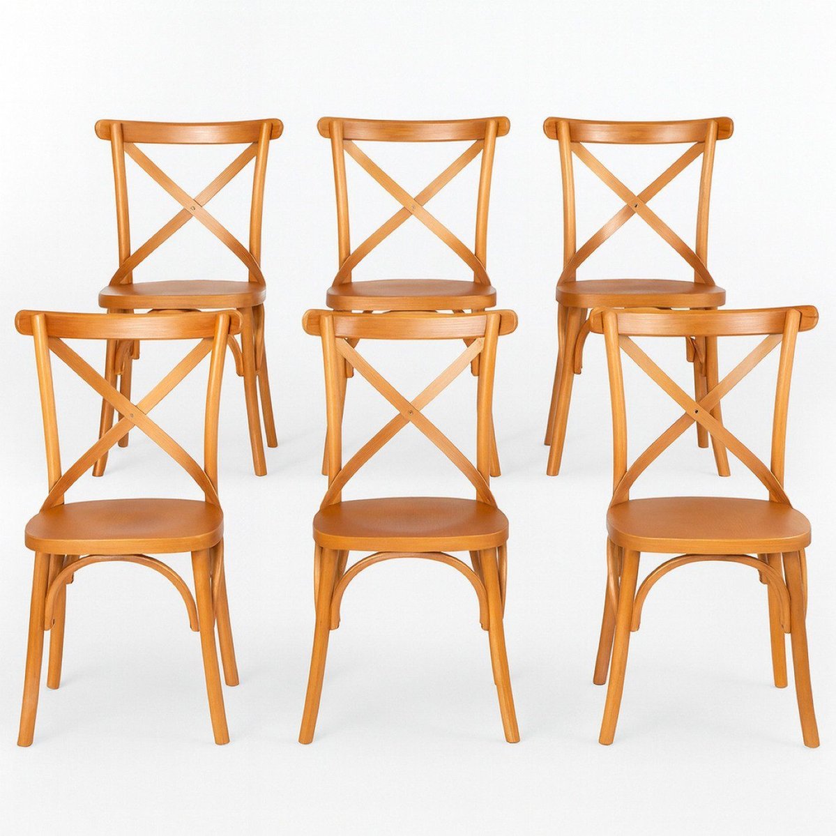 Kit 6 Cadeiras Madeira Sala De Estar Gourmet Katrina Paris Amendoa