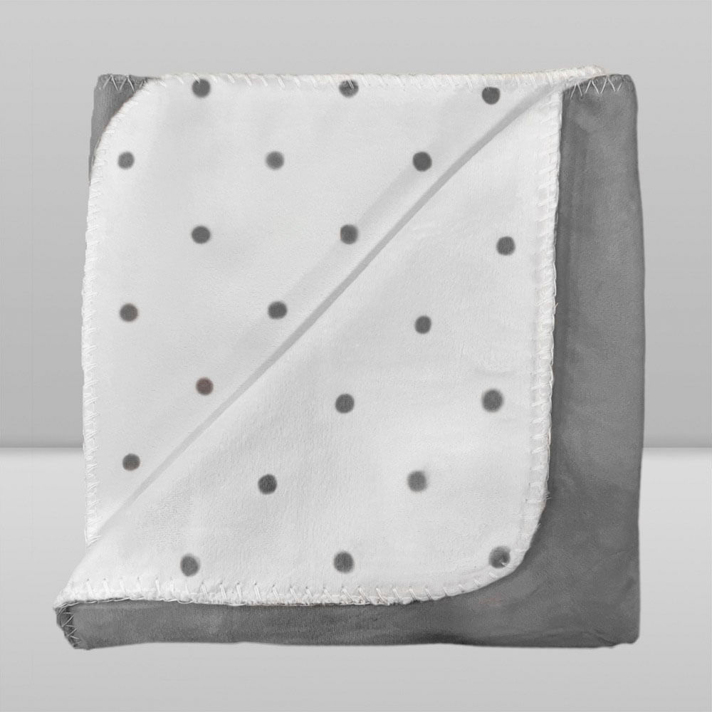 Manta Infantil Velvet Poá - Branco E Cinza