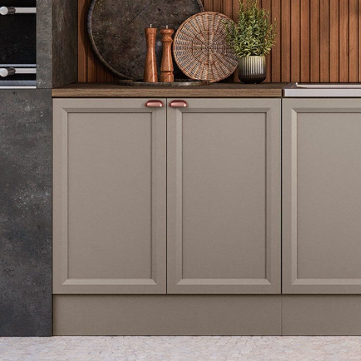 Balcão Para Cozinha 80cm Com Tampo Unna Gris