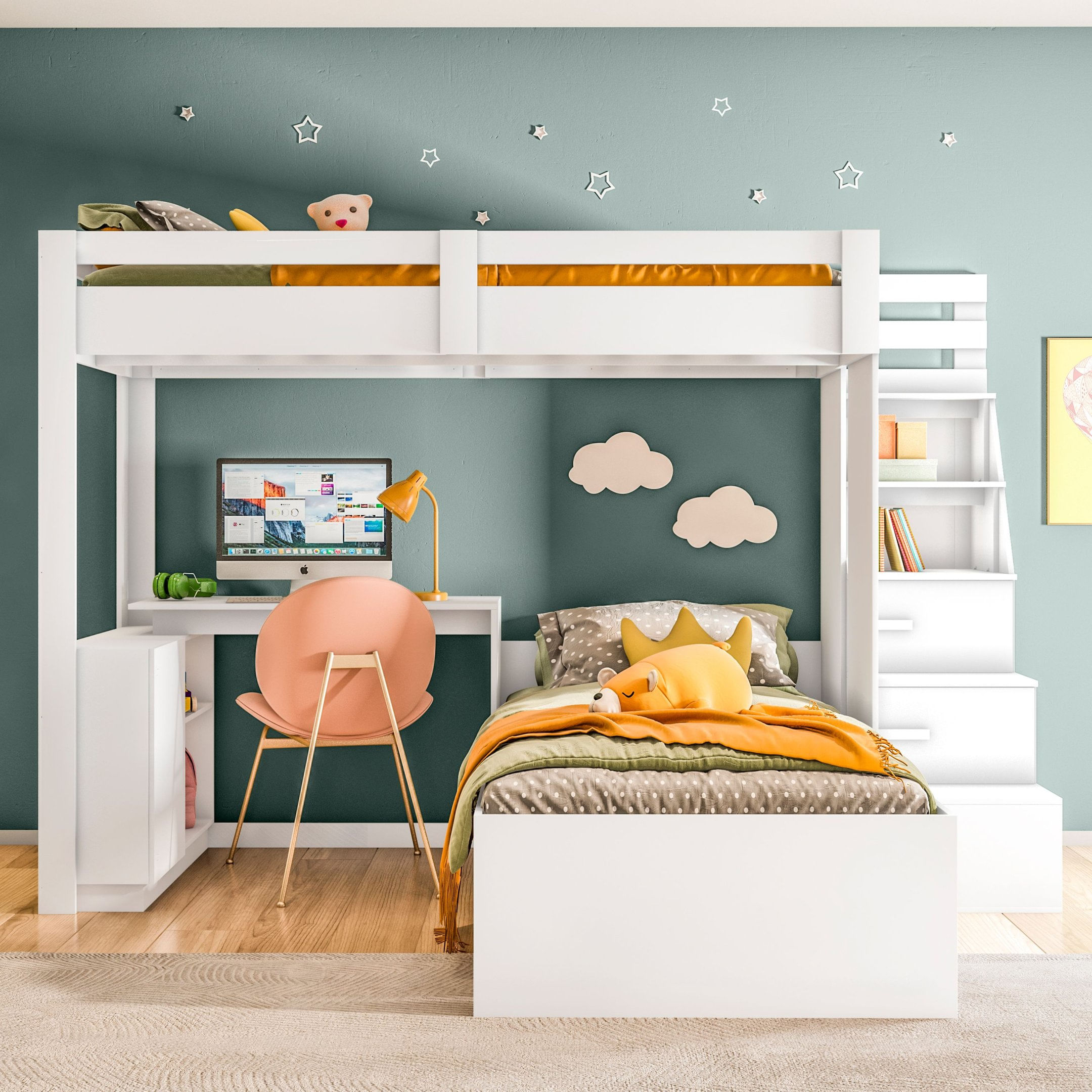 Beliche Office Infantil Juvenil Com Escrivaninha Moon Yescasa Branco