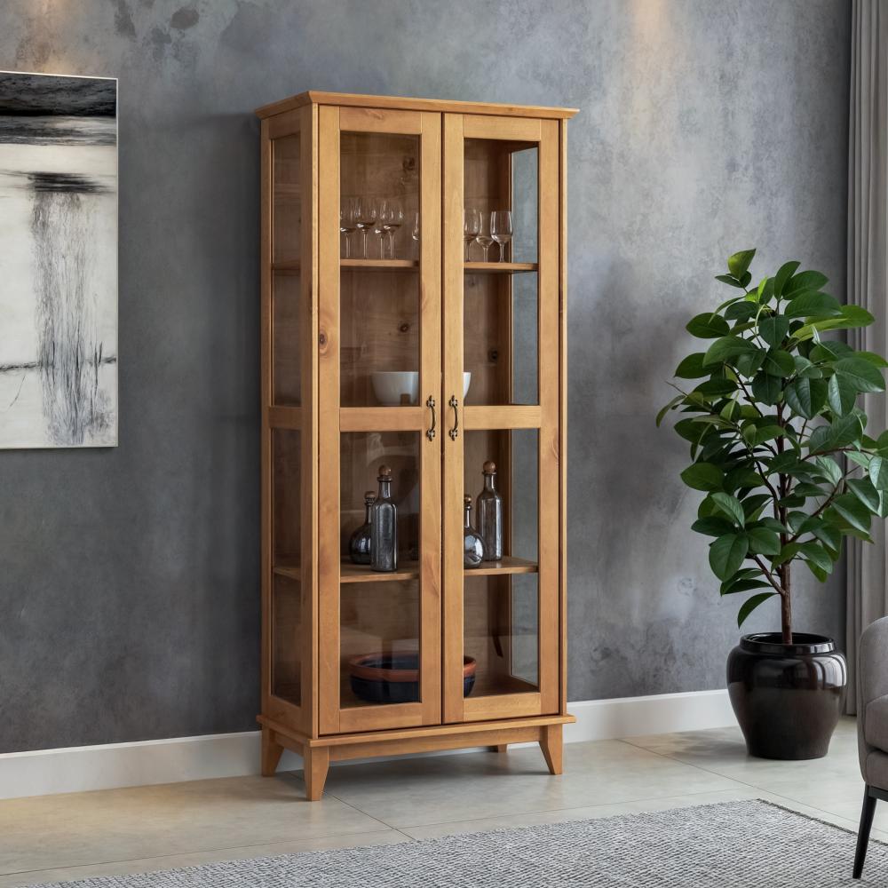 Cristaleira Maderia Maciça Com Portas De Vidro Bella