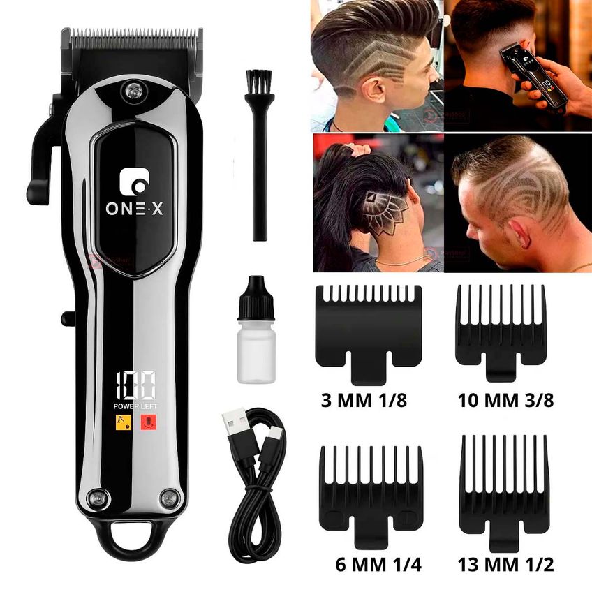 Maquina De Cabelo Acabamento Barba E Pelos, Maquina Forte 10w 7000 Rpm Silenciosa Com Display Lcd Recarregavel Usb - imagem 3