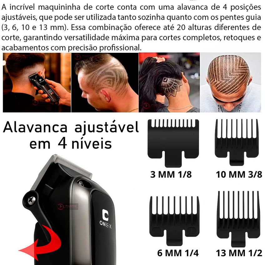 Maquina De Cabelo Acabamento Barba E Pelos, Maquina Forte 10w 7000 Rpm Silenciosa Com Display Lcd Recarregavel Usb - imagem 4