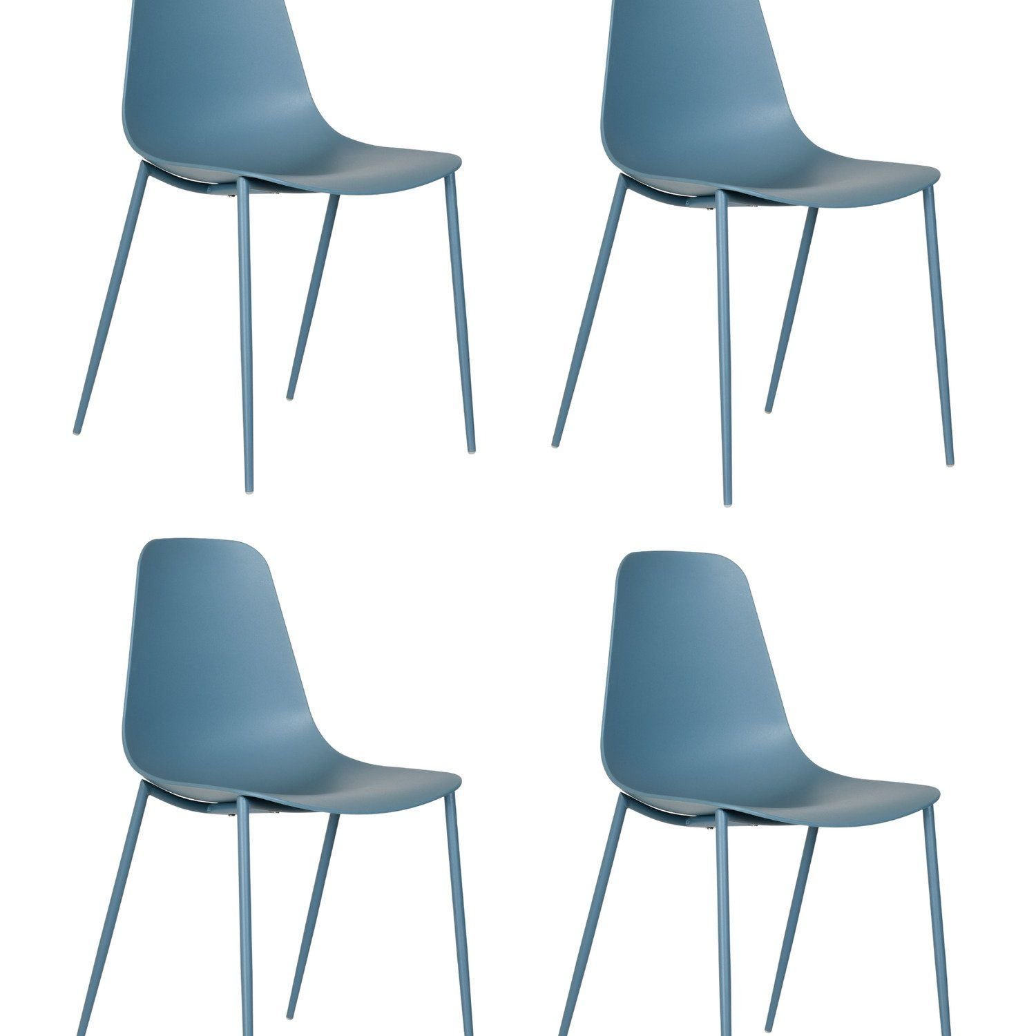Kit Com 4 Cadeiras Em Polipropileno Miami Azul Sonho Distante