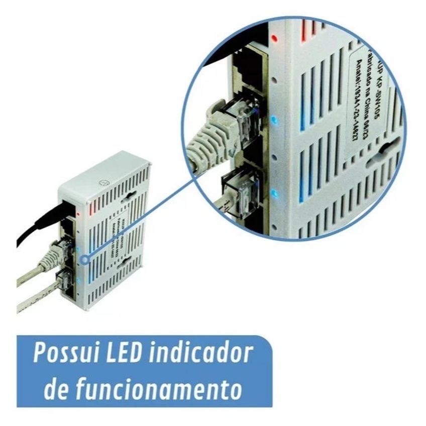 Switch Hub 5 Portas Rj45 Gigabit 10/100/1000mbps Lan Com Fonte Bivolt - imagem 3