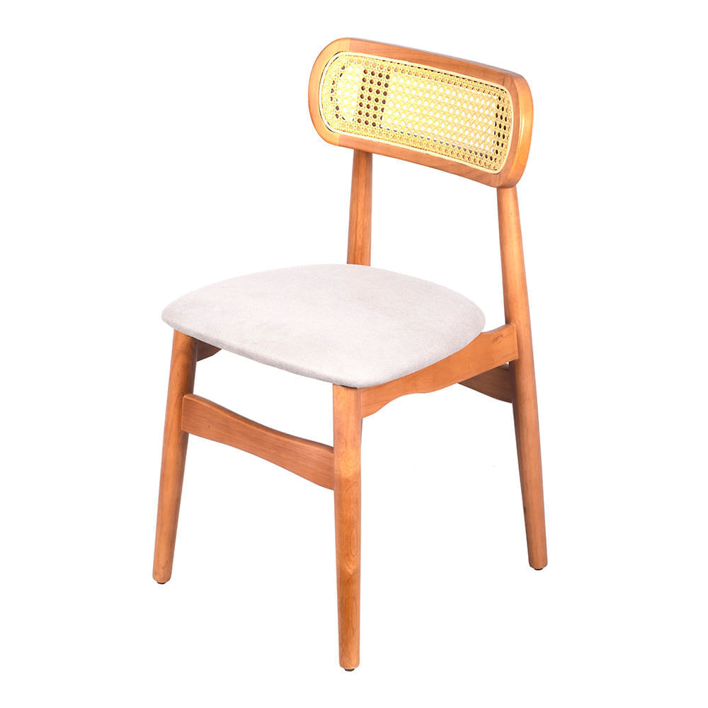 Cadeira Bossa Estofada Com Encosto Palha - Cinza