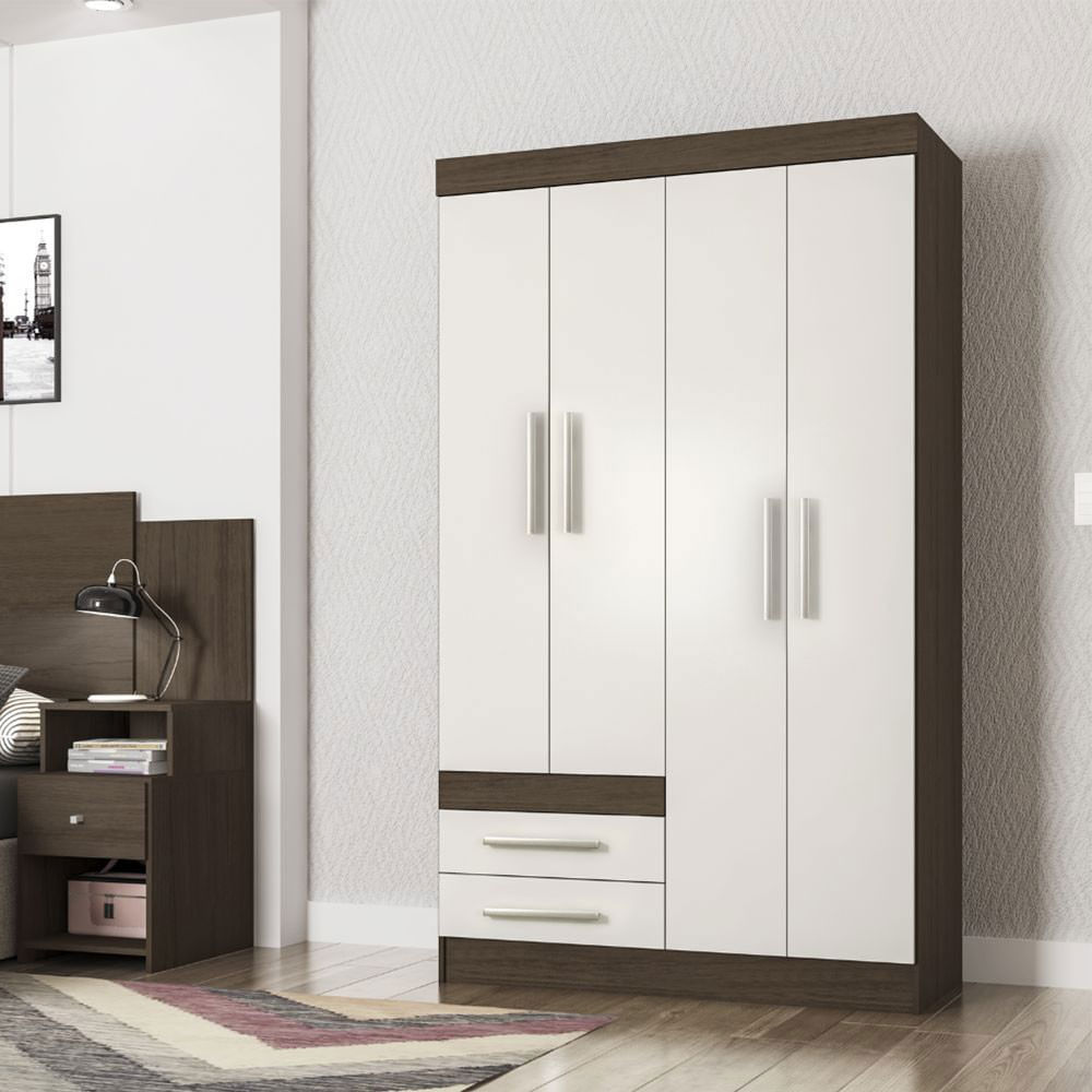 Roupeiro Solteiro Cusco 04 Portas 02 Gavetas Poliman Móveis