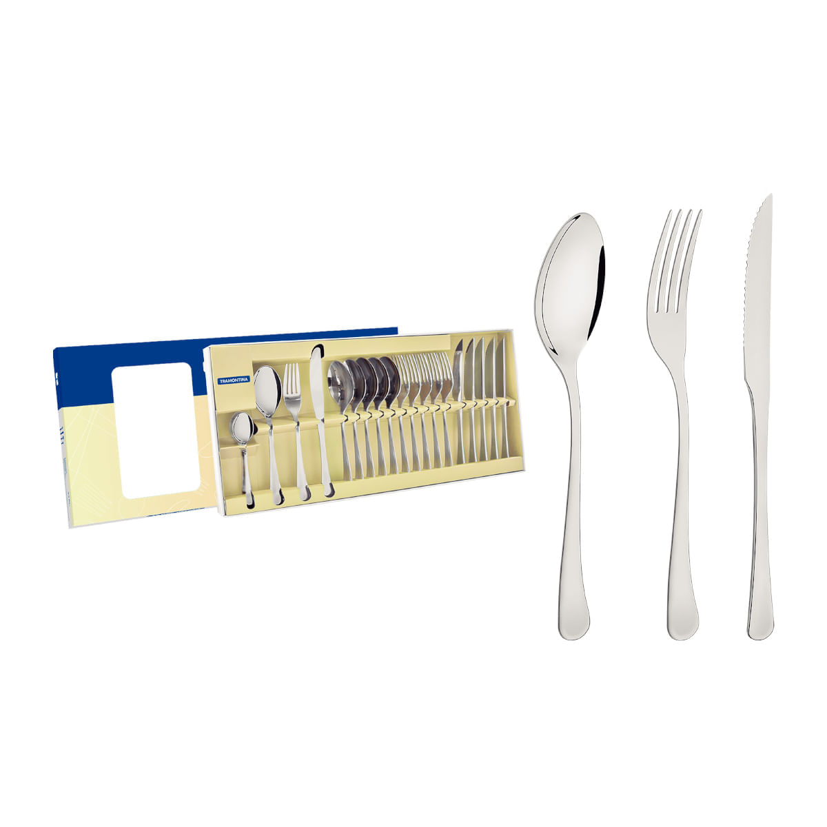 Cópia De Faqueiro Tramontina Búzios Cem Aço Inox Com Detalhe 24 Peças Tramontina