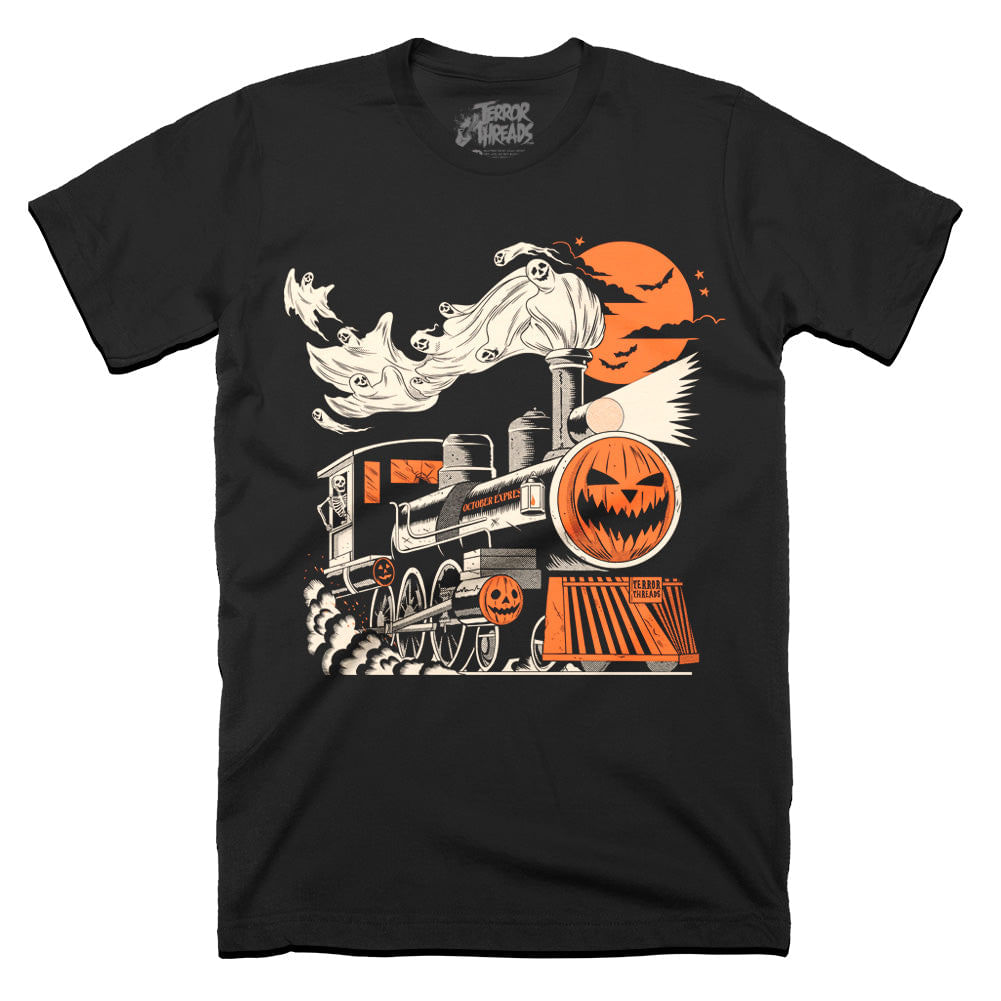 Camiseta October Express Halloween 2025 Para Homens Rockinstone