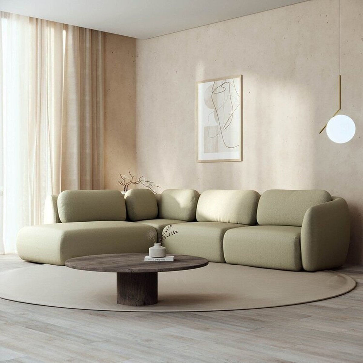 Conjunto Sofá Orla De Canto 1 Sumiê 1 Canto 1 Central 1 Direito Cabecasa Madeiramadeira Verde Água