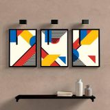 Kit Quadro Decorativo Abstratos Mondrian 45x34cm 3 Peças