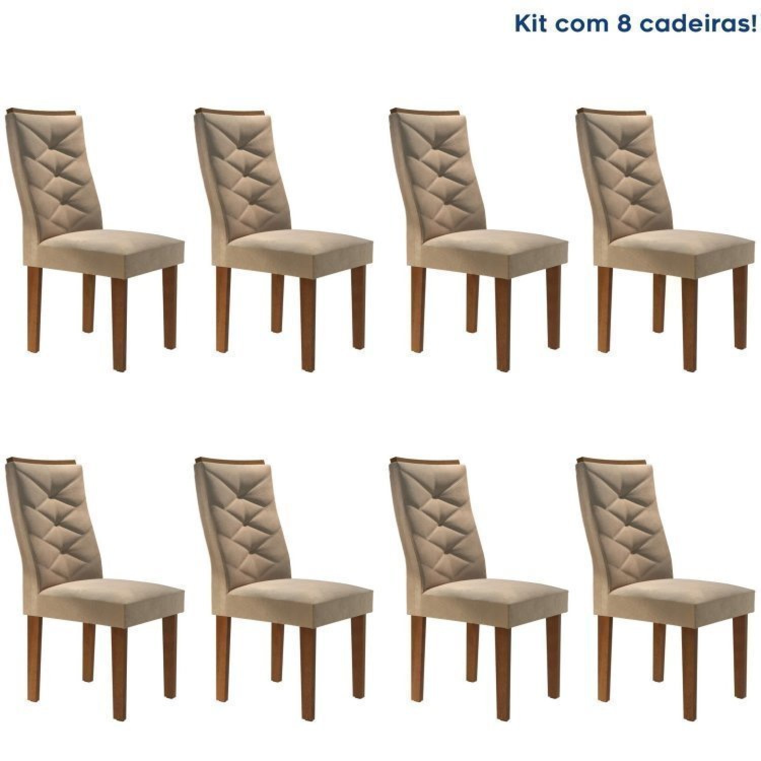 Conjunto 8 Cadeiras Estofadas Germany Chocolate