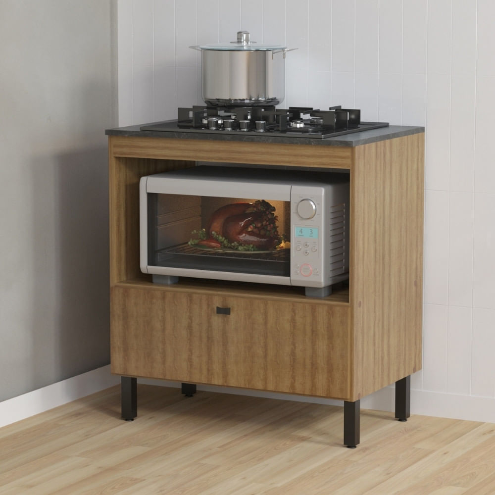 Balcão Para Cooktop 4 Bocas 1 Porta Basculante Bl3315 Tecno Mobili