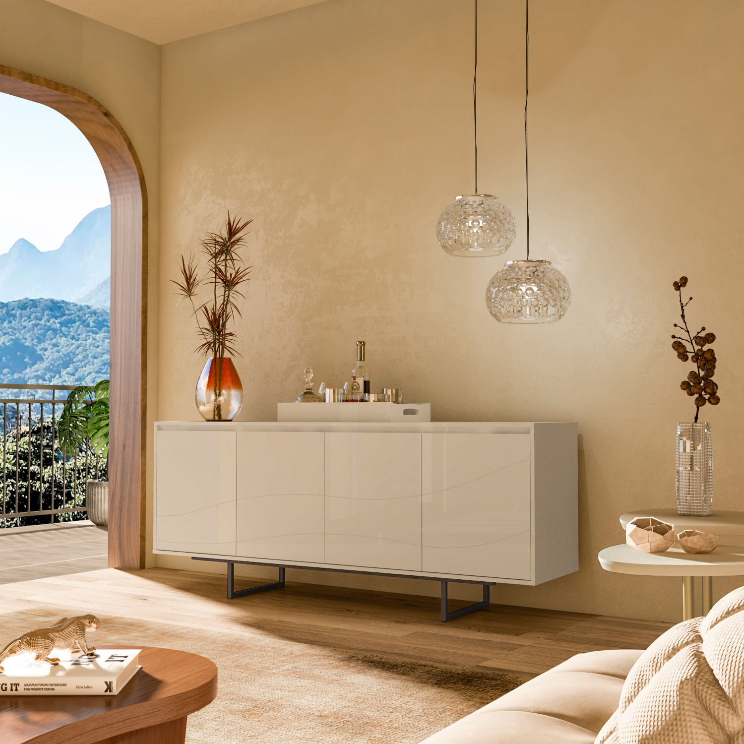 Buffet Artely Com 4 Portas Serra Do Mar Cor Off White