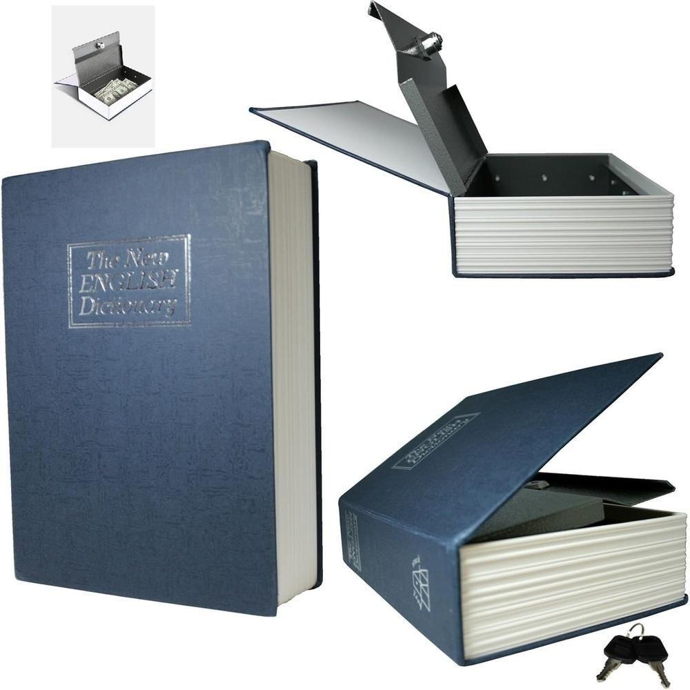 Encontraproduto.com.br - Cofre Camuflado Com Chave Livro Secreto Porta Joias Dinheiro Documentos Metal Estante Seguranca Com Discrição
