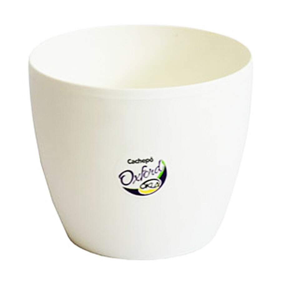 Vaso Okla Oxford Redondo Baixo Branco para Jardim - 1,8L