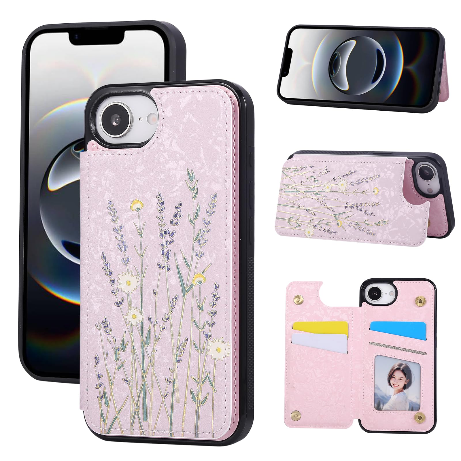 Capa Tipo Carteira Ueebai Para Iphone 16e Em Couro Pu Com Bloqueio Rfid