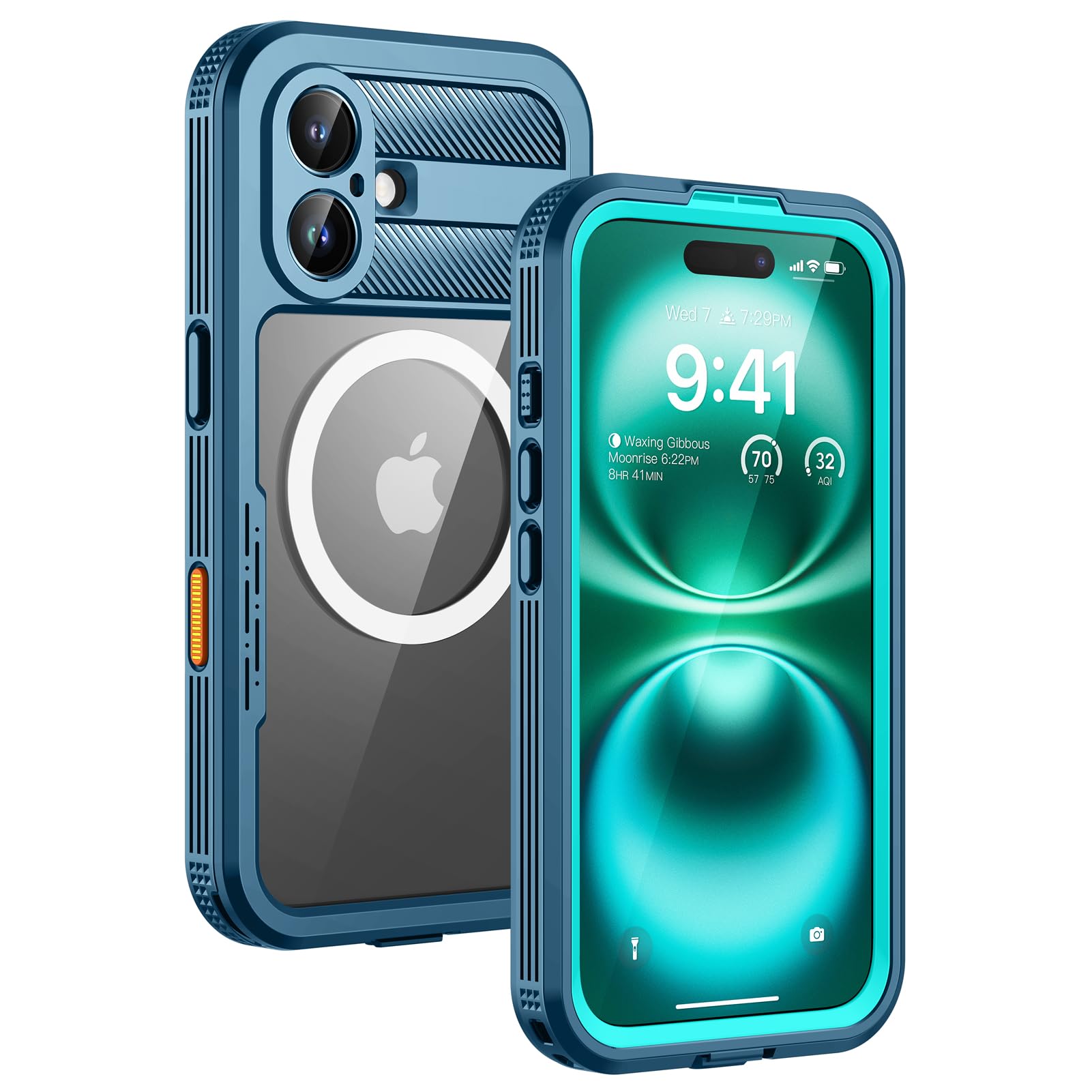 Capa De Telefone Lanhiem Magnetic Para Iphone 16 Plus Azul Impermeável