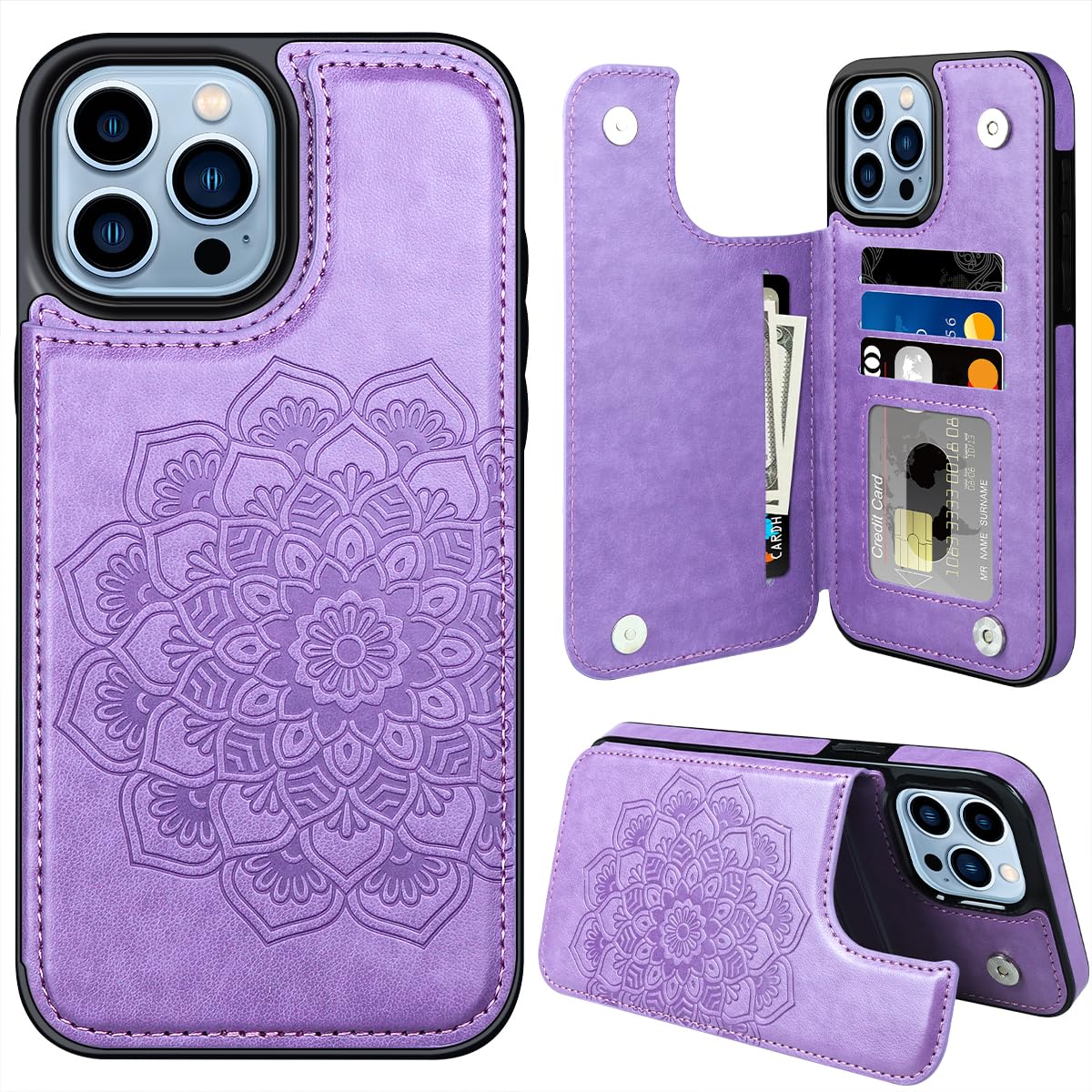 Capa Para Celular Mmhuo Iphone 15 Pro Max, Carteira De Couro Pu De 6,7"