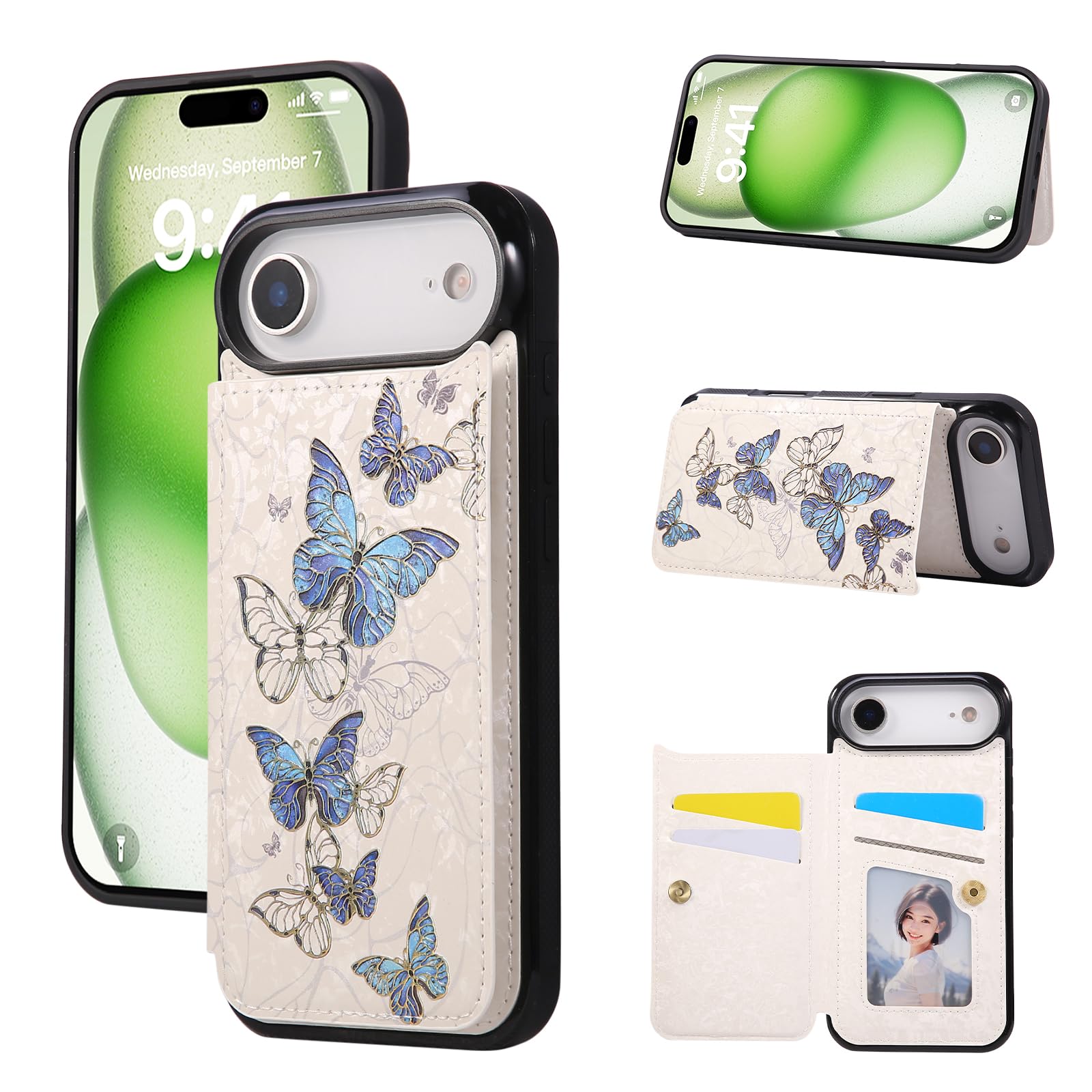 Capa Tipo Carteira Ueebai Para Iphone Air Com Porta-cartões Rfid Azul