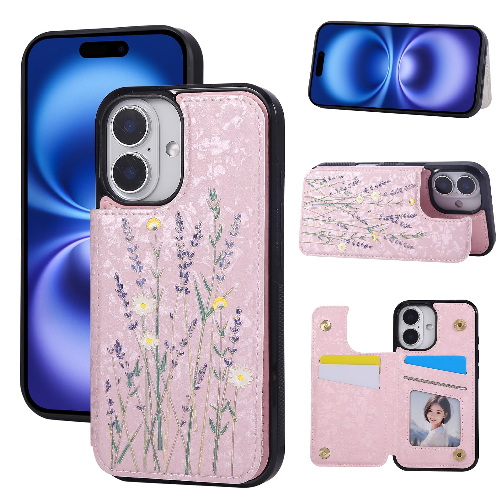 Capa Tipo Carteira Ueebai Para Iphone 17 Em Couro Pu Com Bloqueio Rfid